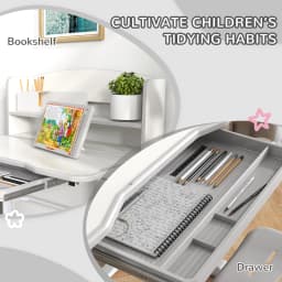 ZONEKIZ Kids Desk and Chair Set Height Adjustable for Ages 6-12 Years Grey