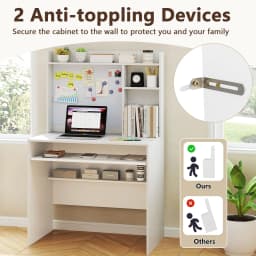 GOFLAME Computer Desk Home Office Writing Table w/Magnetic Bulletin Board-White