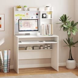 GOFLAME Computer Desk Home Office Writing Table w/Magnetic Bulletin Board-White