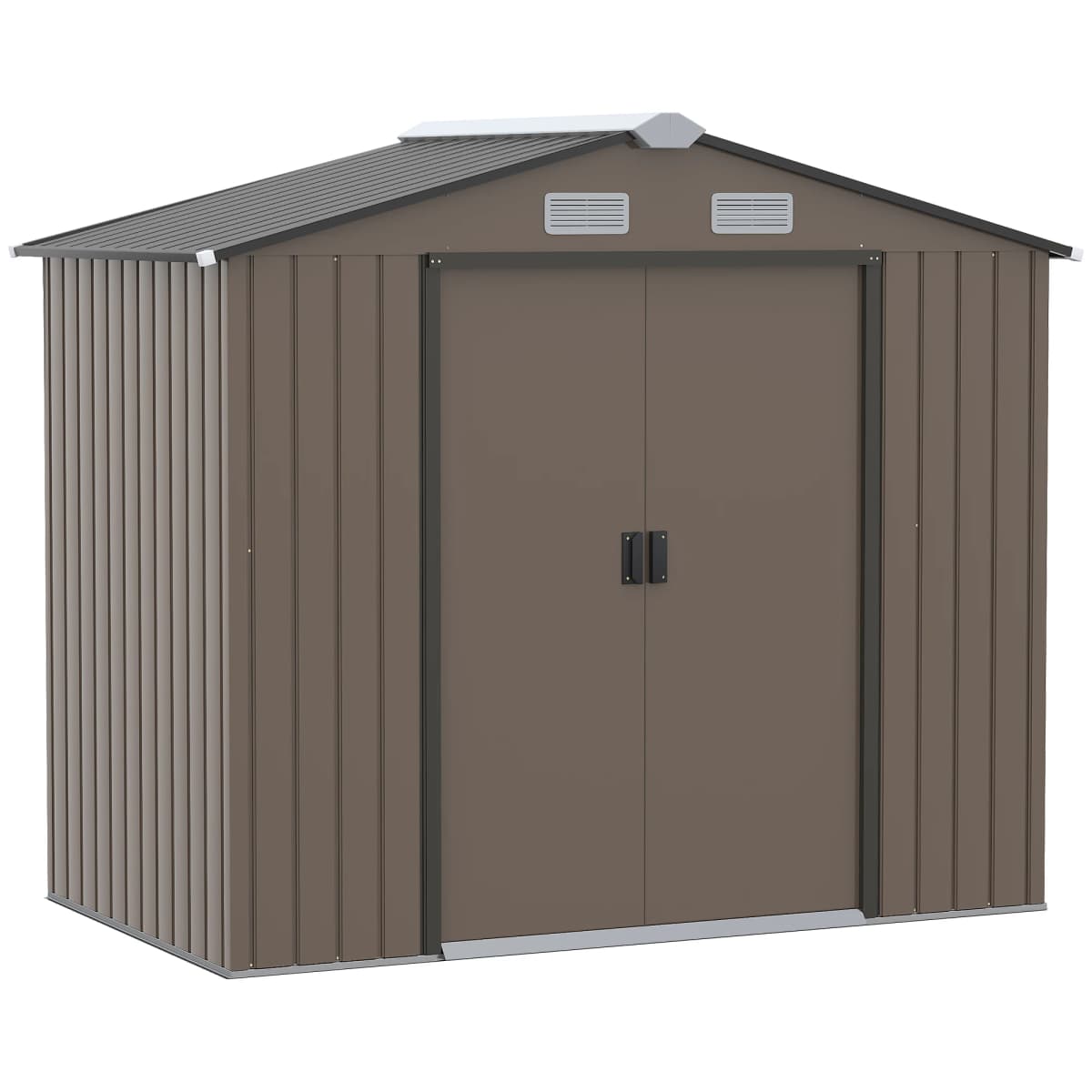 7 X 4ft Garden Shed Storage with Locking Door and Foundation Kit, Brown