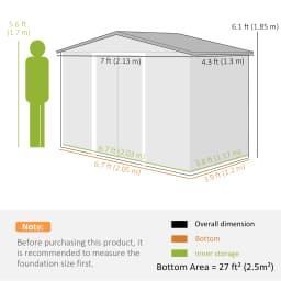 7 X 4ft Garden Shed Storage with Locking Door and Foundation Kit, Brown