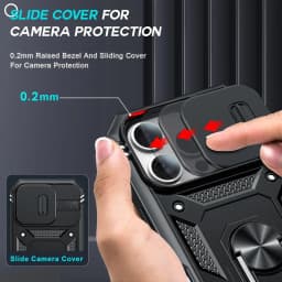 Case For iPhone 16 15 14 13 12 11 Pro XS Max XR Plus Camera Slide Military Grade Armor Protection 360 Degree Rotate Armor Cover