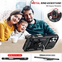 Case For iPhone 16 15 14 13 12 11 Pro XS Max XR Plus Camera Slide Military Grade Armor Protection 360 Degree Rotate Armor Cover