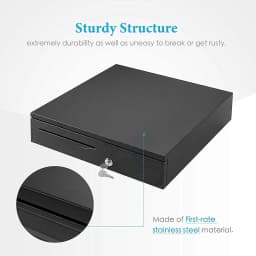 Black Cash box till drawer Black cash register Adjustable removable cash tray cabinet Can be opened via PC or printer