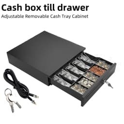 Black Cash box till drawer Black cash register Adjustable removable cash tray cabinet Can be opened via PC or printer