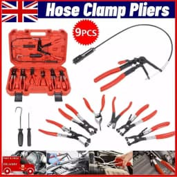 9PC Hose Clamp Pliers Kit Long Reach Car Water Fuel Oil Locking Removal Tool Set