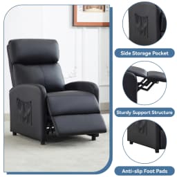 mcc direct Push Back Recliner Chair with Lumbar Support, Padded Backrest, Side Pocket and Adjustable Leg Rest for Home Theatre