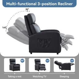 mcc direct Push Back Recliner Chair with Lumbar Support, Padded Backrest, Side Pocket and Adjustable Leg Rest for Home Theatre