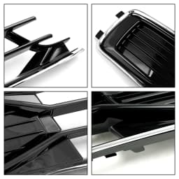 Artudatech 2PCS Front Bumper Foglight Cover Grill Fit for Audi A6 C7 2014-2018 Black Chrome