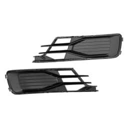 Artudatech 2PCS Front Bumper Foglight Cover Grill Fit for Audi A6 C7 2014-2018 Black Chrome
