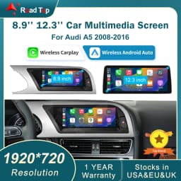 12.3 inch Wireless CarPlay Multimedia Screen Android Auto For Audi A5 2008-2016 Airplay Autolink