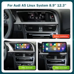 12.3 inch Wireless CarPlay Multimedia Screen Android Auto For Audi A5 2008-2016 Airplay Autolink