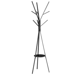 HOMCOM 180cm Free Standing Coat Rack Metal Shelf Holder Stand Hat Hanger Black