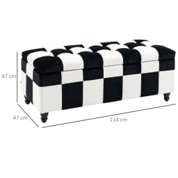 HOMCOM 114 x 47 x 47cm Velvet Storage Ottoman, Button-tufted Footstool Box
