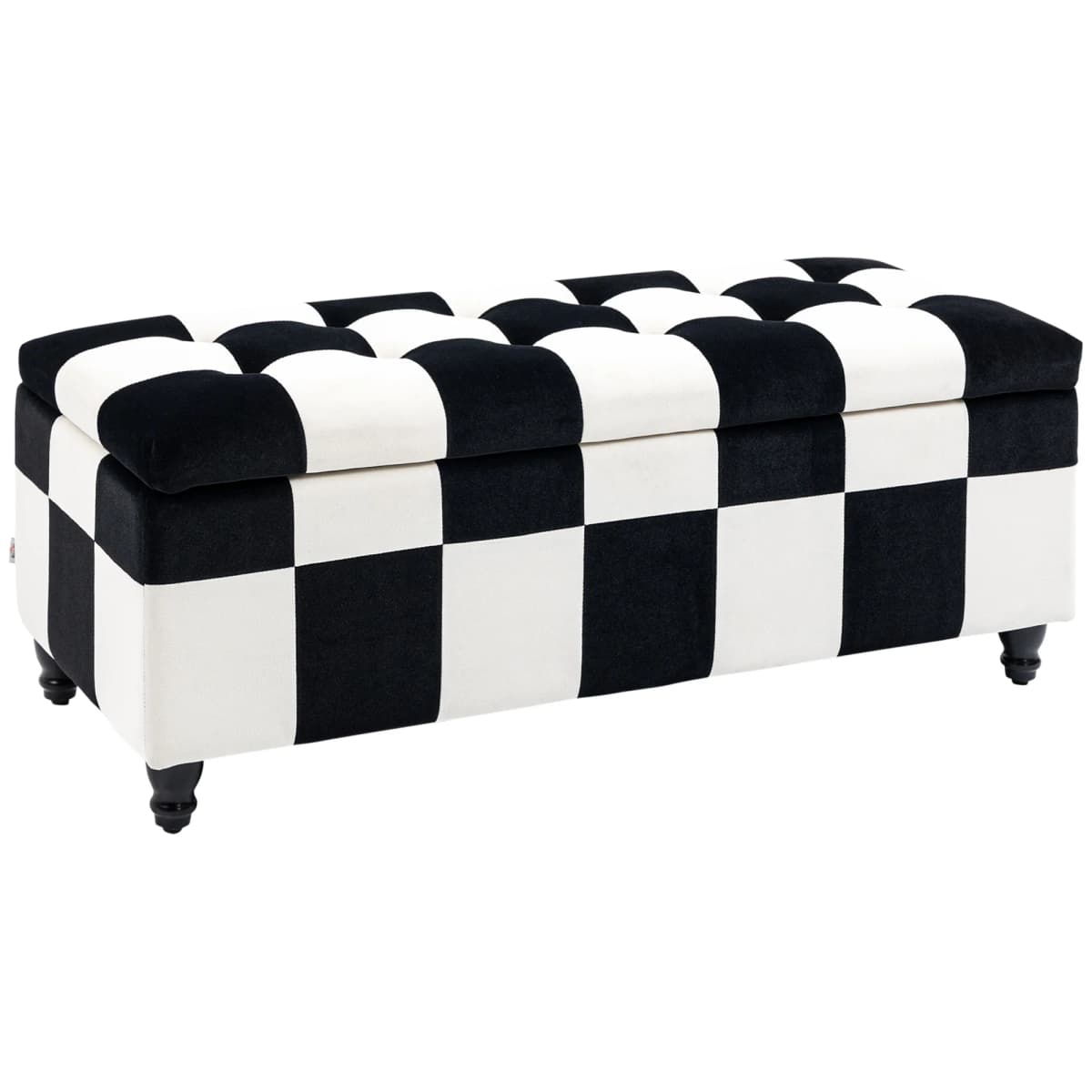 HOMCOM 114 x 47 x 47cm Velvet Storage Ottoman, Button-tufted Footstool Box