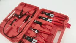 Automotive Flexible Hose Clamp Clip Pliers Set Swivel Jaw Flat Angled Band Tool