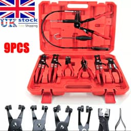 Automotive Flexible Hose Clamp Clip Pliers Set Swivel Jaw Flat Angled Band Tool