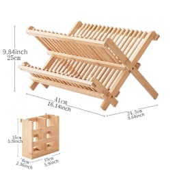 Folding Bamboo Dish Drying Rack Holder Stand Drip Drainer Rack Storage UK STOCK