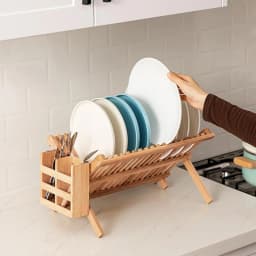 Folding Bamboo Dish Drying Rack Holder Stand Drip Drainer Rack Storage UK STOCK