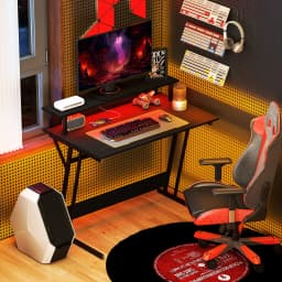 HOMCOM LED Gaming Desk with Power Outlets and Monitor Stand 100 x 60cm Black