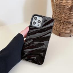 Luxury Plating 3D Wave Pattern Glossy Case For iPhone 16 15 14 13 12 11 Pro Max X XS Max XR 7 8 Plus Fashion Bright Bumper Cover