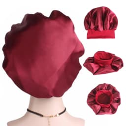 1/2x Long Hair Care Satin Bonnet Night Sleep Hat Cap Silk feel Head Wrap Turban