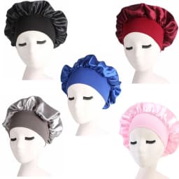 1/2x Long Hair Care Satin Bonnet Night Sleep Hat Cap Silk feel Head Wrap Turban