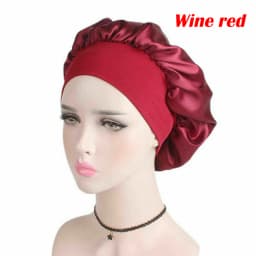 1/2x Long Hair Care Satin Bonnet Night Sleep Hat Cap Silk feel Head Wrap Turban