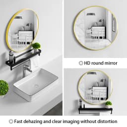 Modern Nordic round bathroom mirror wall mounted bathroom mirror, metal frame hanging makeup mirror