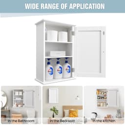 BRIEFNESS White Bathroom Wall Cabinet Storage Cabinets Doors Adjustable Shelves MDF Modern Toilet Cupboard Storage Unit Adjustab