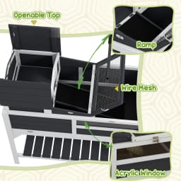 PawHut Tortoise House w/ Adjustable Lamp Holder, Openable Lid, Storage Shelf