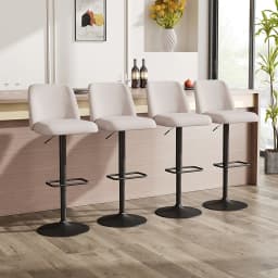 2 sets of bar stools with backrests that can be rotated 360°, Home High Foot Stool for Breakfast Bar Counter Kitchen