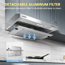 COMFEE' 60cm Visor Cooker Hood Extractor Hood Under Cabinet Hood Wall Mounted Extractor Fan 600 mm Top Vented Range Hood