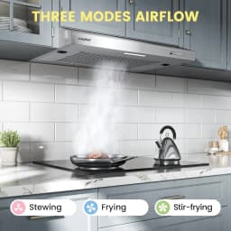 COMFEE' 60cm Visor Cooker Hood Extractor Hood Under Cabinet Hood Wall Mounted Extractor Fan 600 mm Top Vented Range Hood
