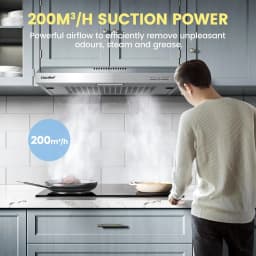 COMFEE' 60cm Visor Cooker Hood Extractor Hood Under Cabinet Hood Wall Mounted Extractor Fan 600 mm Top Vented Range Hood