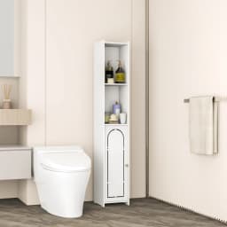 5 Tier Bathroom Cabinet Unit, PVC Material, Free Standing for Living Room, Bedroom, Kitchen, Hallway, 20x18.5x117cm, White