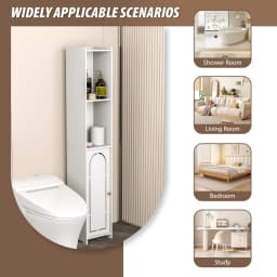 5 Tier Bathroom Cabinet Unit, PVC Material, Free Standing for Living Room, Bedroom, Kitchen, Hallway, 20x18.5x117cm, White
