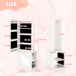 GOFLAME Kids Jewelry Armoire 3-in-1 Jewelry Storage Organizer w/Mirror-White