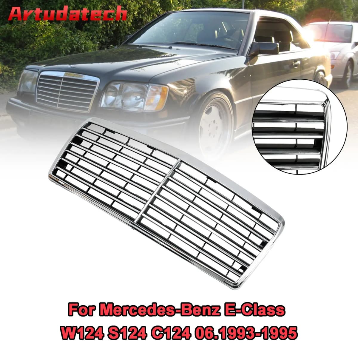 Artudatech Front Bumper Grille Grill Fit for Mercedes-Benz E-Class W124 S124 C124 1993-1995