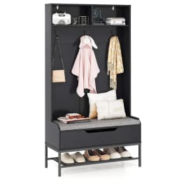GOFLAME 170cm Tall Hall Tree 4-in-1 Coat Rack Freestanding Entryway Bench