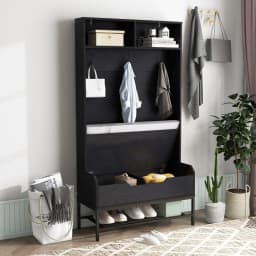 GOFLAME 170cm Tall Hall Tree 4-in-1 Coat Rack Freestanding Entryway Bench
