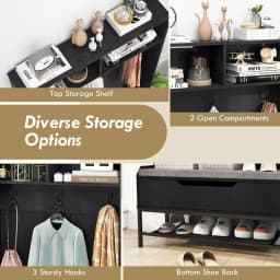 GOFLAME 170cm Tall Hall Tree 4-in-1 Coat Rack Freestanding Entryway Bench