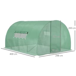 Reinforced Walk-In Polytunnel Greenhouse with Door and Mesh Windows 4 X 3(m)