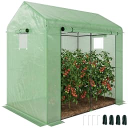 Walk-In Greenhouse with Mesh Windows and Roll-Up Door, 200 X 140 X 200cm