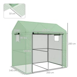 Walk-In Greenhouse with Mesh Windows and Roll-Up Door, 200 X 140 X 200cm