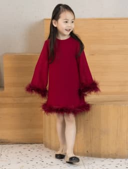 BALOU Kids Ostrich Feather Trimmed Dress