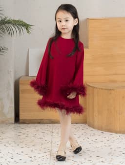 BALOU Kids Ostrich Feather Trimmed Dress