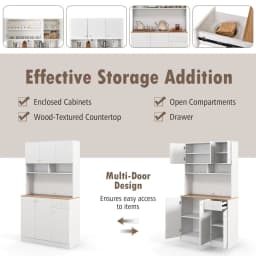 GOFLAME Modern Pantry Cabinet Wodden Kitchen Cabinet Freestanding Buffet Cupboard