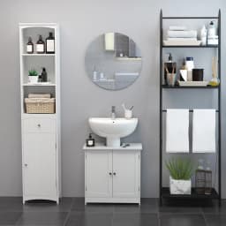 HOMCOM Basin Sink Vanity Cabinet Toilet Bathroom Shelf Door Storage Wooden