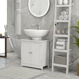 HOMCOM Basin Sink Vanity Cabinet Toilet Bathroom Shelf Door Storage Wooden